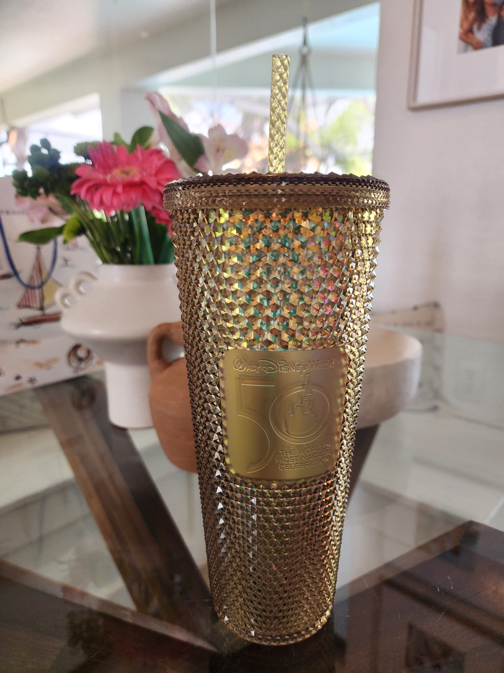 Starbucks Gold Studded 50th Anniversary Tumbler with Straw